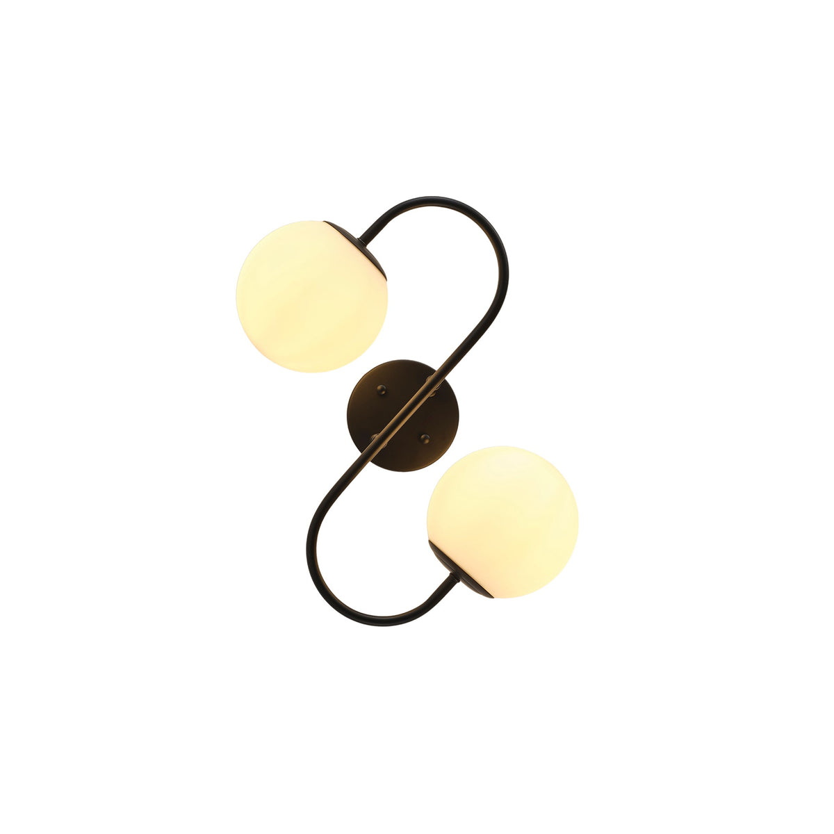 2-Light Frosted Glass Semi Flush Ceiling Light